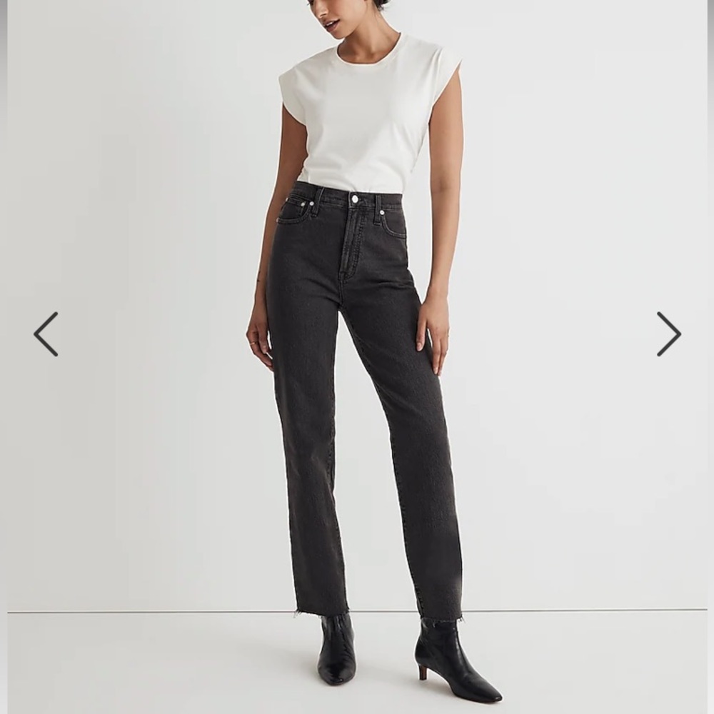 Madewell Perfect Vintage Straight Jean Lunar Wash Raw Hem